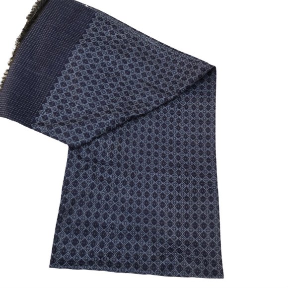 Nordstrom NEW NWT silk SUPER SOFT Navy Midnight paisley tile print scarf - Picture 1 of 5